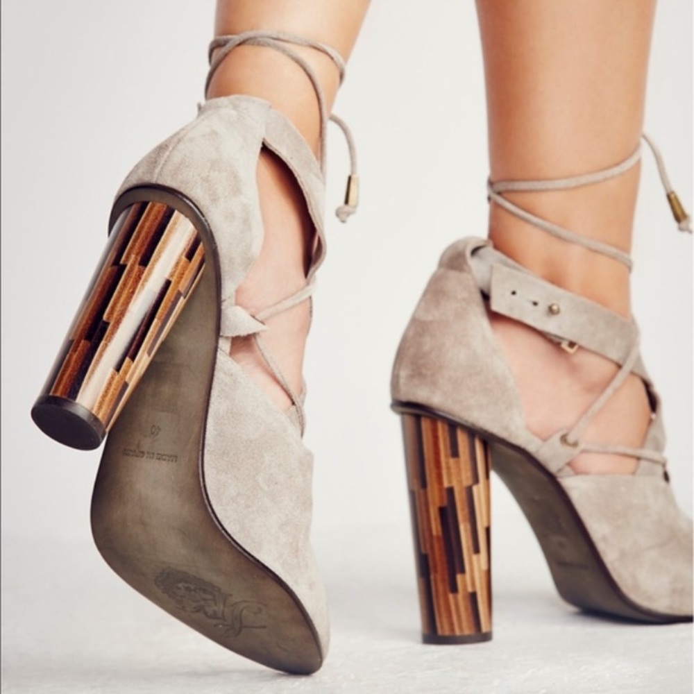 Free People Nouvella Wrap Suede Heels - Picture 4 of 11